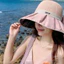 Mũ thời trang đi biển (Kazmemy) Nón đính nơ rộng vành chống nắng/tia UV