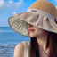 Mũ thời trang đi biển (Kazmemy) Nón đính nơ rộng vành chống nắng/tia UV