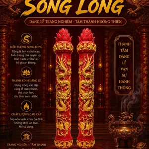 Nến Song Long Dâng Quan Thánh | Đèn Cầy Cúng Song Long | Nến Cúng Chùa - Huỳnh Gia Candle