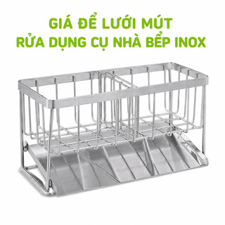 Khay Cài Rẻ Rửa Bát Inox Trắng Có Khay Hứng Nước GD149 - Giá Đựng Mút Rửa Chén Inox Không Gỉ
