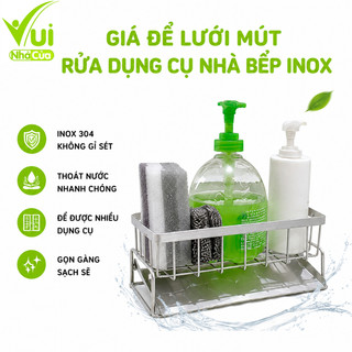 Khay Cài Rẻ Rửa Bát Inox Trắng Có Khay Hứng Nước GD149 - Giá Đựng Mút Rửa Chén Inox Không Gỉ