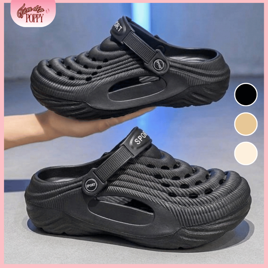 Dép Sục Nam Thể Thao, Dép Bánh Mì, Nhựa EVA Đúc Nguyên Khối, Đế 4cm
