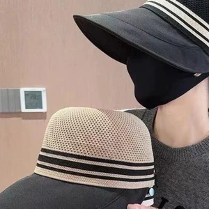 Mũ Lưỡi Trai Đan Lưới Thoáng Khí (Fashion3 Sọc Ngang Có Nút Đeo Khẩu Trang) Nón Đi Biển