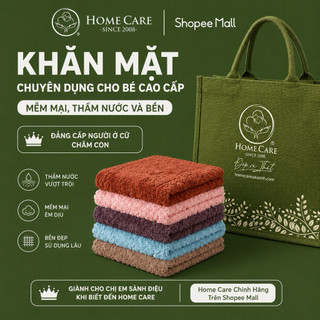 [CHÍNH HÃNG]50 Khăn Mặt Em Bé HOME CARE hình gấu Mềm Mịn An Toàn Kích Thước 20x21cm