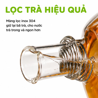 Bình Đựng Nước Thủy Tinh Nắp Gỗ Có Gioăng Cao Su GD153 - Ấm Thủy Tinh Pha Trà Có Màng Lọc Chịu Nhiệt