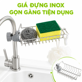 Giá Cài Đa Năng Để Xà Phòng Có Khay Hứng Nước GD155 - Khay Đựng Đồ Rửa Chén Siêu Inox Không Gỉ
