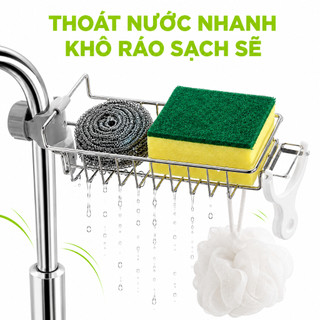 Giá Cài Đa Năng Để Xà Phòng Có Khay Hứng Nước GD155 - Khay Đựng Đồ Rửa Chén Siêu Inox Không Gỉ