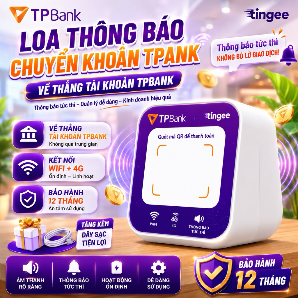 Loa TP Bank - Loa đọc thông báo chuyển khoản về thẳng trực tiếp không qua trung gian