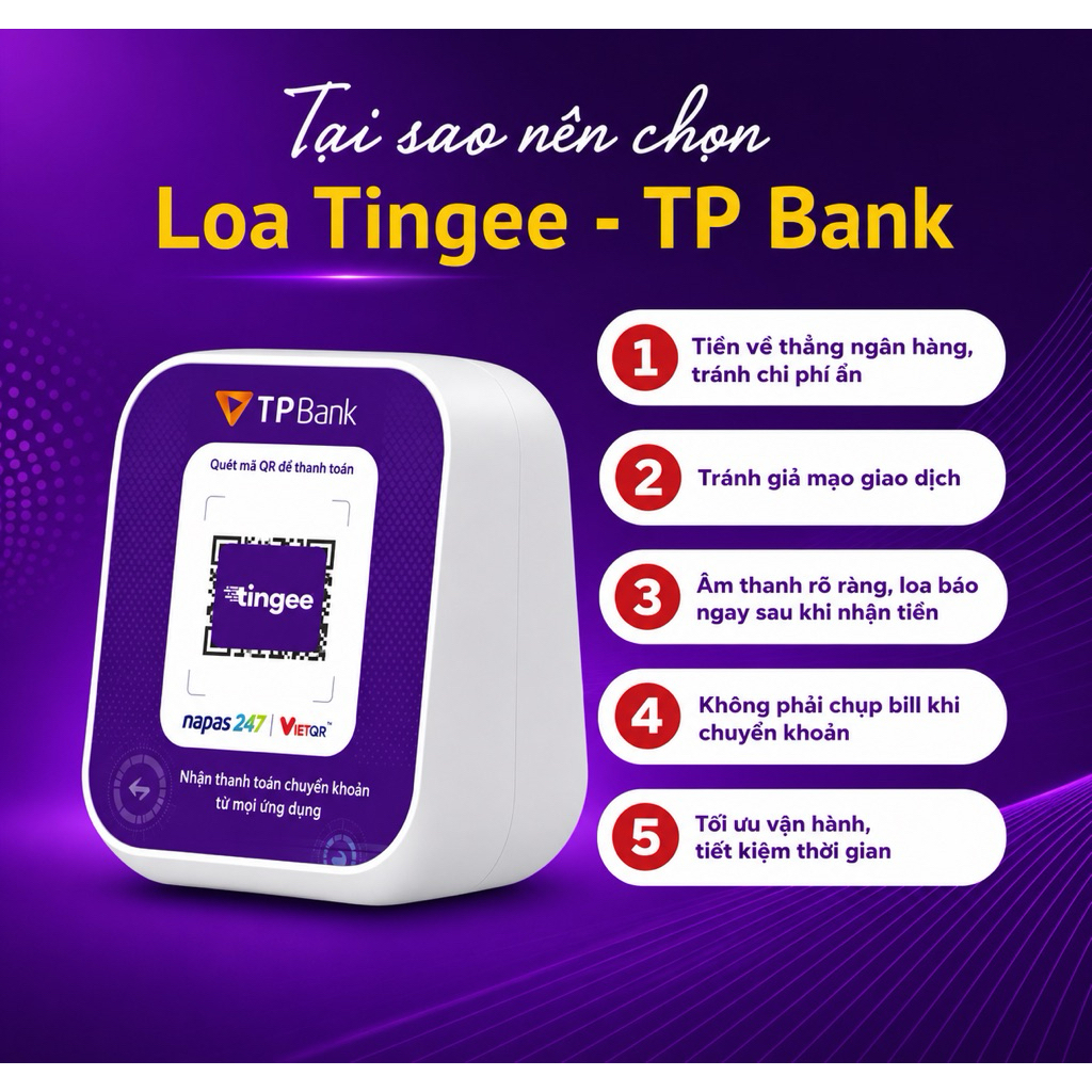 Loa TP Bank - Loa đọc thông báo chuyển khoản về thẳng trực tiếp không qua trung gian
