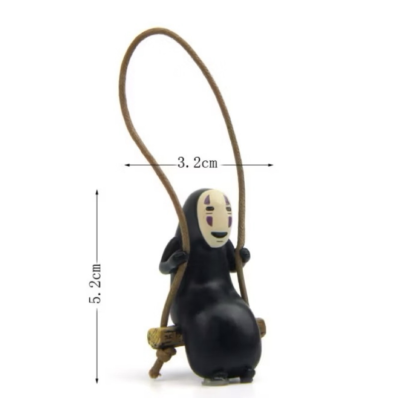 Mô hình Vô Diện ngồi chơi trên dây xích đu trang trí treo gương xe hơi, tiểu cảnh, móc chìa khóa, DIY