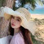 Mũ Đi Biển, Mũ Cói Rộng Vành Phối Ren Đính Hạt Thời Trang Mùa Hè Cho Nữ