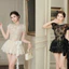 Váy ren nữ dáng ngắn tay bồng phối cổ đá chiết eo sang chảnh ,Đầm ren xoè cao cấp 2 lớp phối nơ eo phù hợp đi cưới tiệc