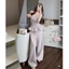 Set Áo quây bo chun dập ly dáng peplum kèm quần suông ống rộng chất đũi gân mềm mịn mặc đi chơi đi dạo sang chảnh