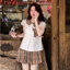 Set bộ nữ sinh học đường style Hàn Quốc, Set Áo sơmi cộc tay cổ sen đính nơ kèm chân váy xếp ly kẻ caro cao cấp