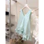 Áo váy kiểu nữ dáng suông sát nách cổ V phối chân bèo tầng, Váy babydoll from rộng nữ tính dễ thương mặc nhà đi chơi
