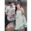 Áo váy kiểu nữ dáng suông sát nách cổ V phối chân bèo tầng, Váy babydoll from rộng nữ tính dễ thương mặc nhà đi chơi