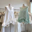 Áo váy kiểu nữ dáng suông sát nách cổ V phối chân bèo tầng, Váy babydoll from rộng nữ tính dễ thương mặc nhà đi chơi