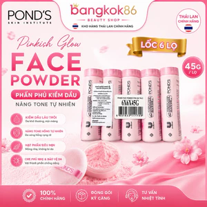 Lốc 6 Lọ Phấn Phủ Pond’s Pinkish Glow 45G Thái Lan Kiềm Dầu Nâng Tone Tự Nhiên Hạt Phấn Mịn Chính Hãng
