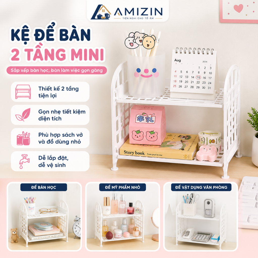 kệ 2 tầng mini nhà bếp nhà tắm tiện lợi C2201