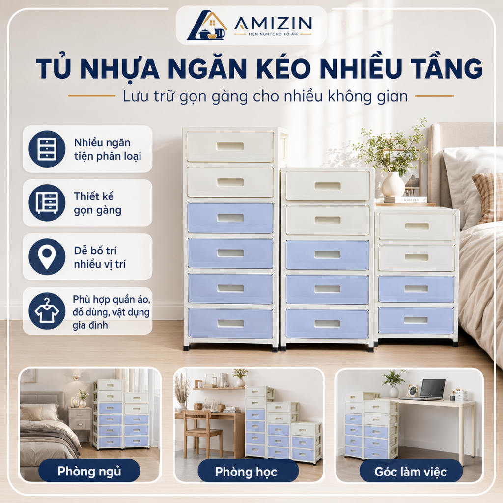 Tủ Để Đồ Phòng Ngủ Tiện Lợi 3/4/5/6 Tầng Có Bánh Xe,Tủ Đựng Đồ Lót, Tủ Đựng Đồ Đa Năng Tiện ích 132