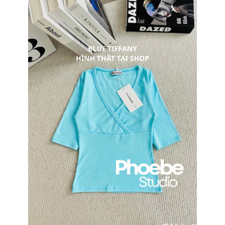 (Blue Tiffany) Áo Thun Nữ Vạt Chéo Tay Lửng - Phoebe Studio [MH26AO347]