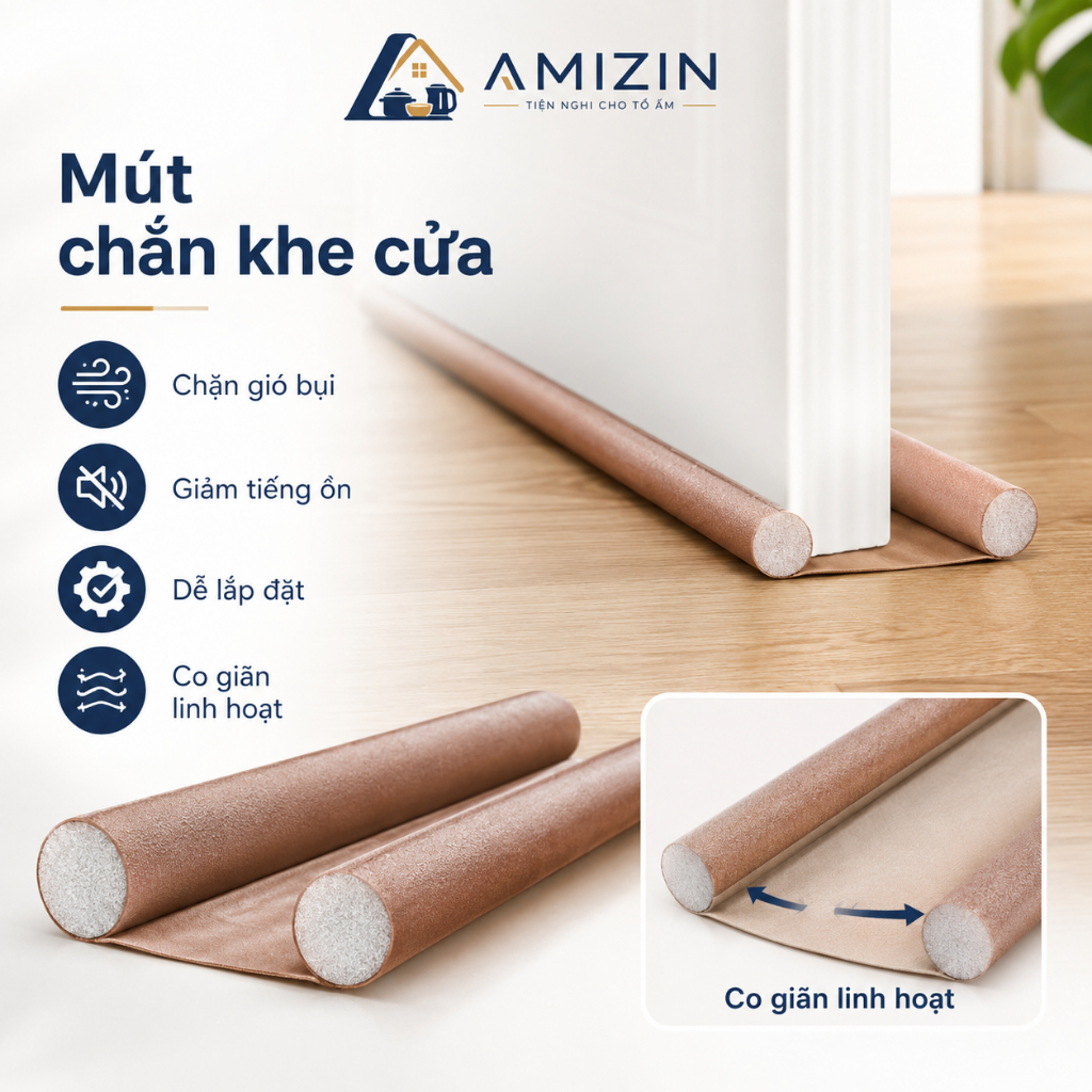 Thanh nẹp mút xốp 95cm chặn khe cửa chống côn trùng, tiếng ồn, gió lùa, gió điều hòa, bụi bẩn