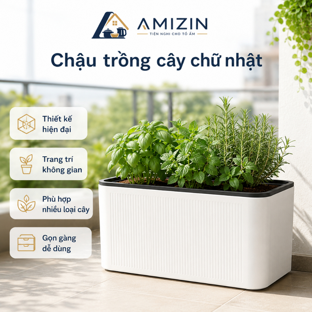nắng Combo 10 Chậu trồng rau, chậu nhựa trồng hoa ,trồng cây cảnh thông minh dày đẹp remoingay.90 AMIZIN