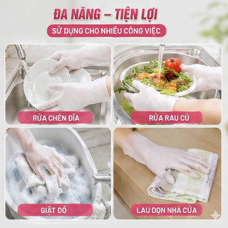 Combo 5 Găng Tay Cao Su Rửa Bát Chén Dày Dặn Chống Thấm Nước, Bao Tay Rửa Chén Giặt Đồ Đa Năng