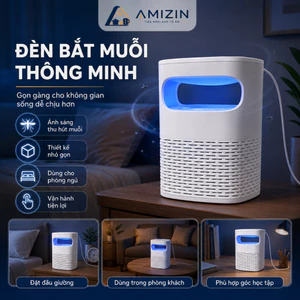 Đèn Bắt Muỗi Tự Động Ánh Sáng Xanh An Toàn Cho Trẻ Nhỏ – Hút Muỗi Bằng Quạt Gió, Kiêm Đèn Ngủ AMIZIN