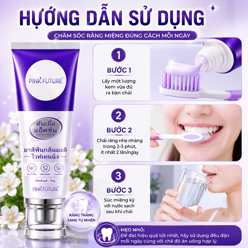 【BÁN CHẠY】Kem Đánh Răng Hương Jasmine 100g Trắng Răng Khử Hôi Miệng Bảo Vệ Men Răng Giảm Ê Buốt