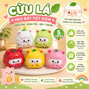 Heo đất tiết kiệm mẫu Cừu lá, lỗ tròn siêu đáng yêu làm quà tặng, deco cho bạn