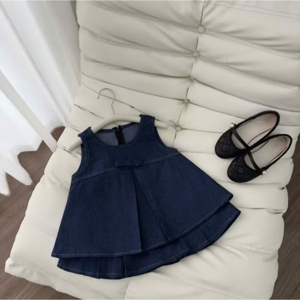 Set váy bé gái, bộ đồ bé gái chất denim mềm phù hợp đi học đi chơi siêu xinh Size 8-38kg SVB1