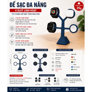 Đế sạc đa năng 4 slot linh hoạt cho Apple Watch / AirPods (không bao gồm bộ sạc)
