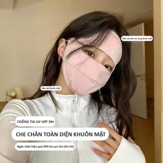 Khẩu Trang Chống Nắng Liền Trán UPF50+ Vải Lạnh UV Che Phủ Toàn Mặt Co Giãn Thoáng Mát Chống Tia UV