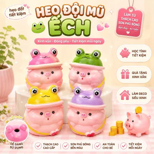 Heo đất tiết kiệm mẫu “Lợn đội mũ ếch” siêu dễ thương