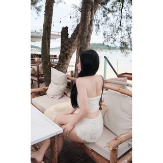 BY XIU ( CHÍNH CHỦ THIẾT KẾ ) - " Lin Jin " SET ÁO CÚP NGỰC MIX CHÂN VÁY DÁNG NGẮN REN HOA BLING