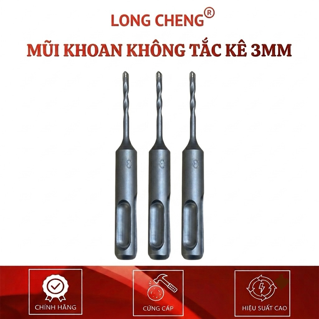 MŨi Khoan Không Tắc Kê LONG CHENG 3mm Loại Cao Cấp Siêu Cứng