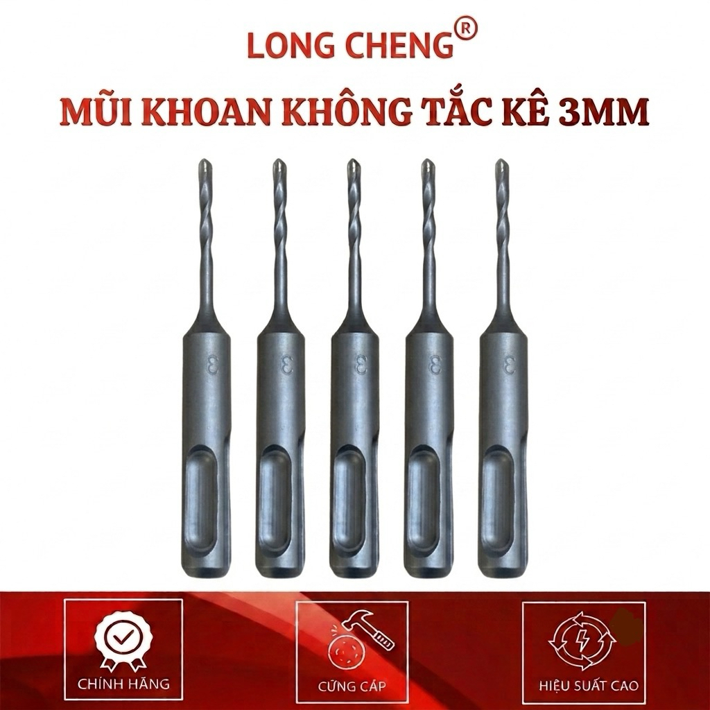 MŨi Khoan Không Tắc Kê LONG CHENG 3mm Loại Cao Cấp Siêu Cứng