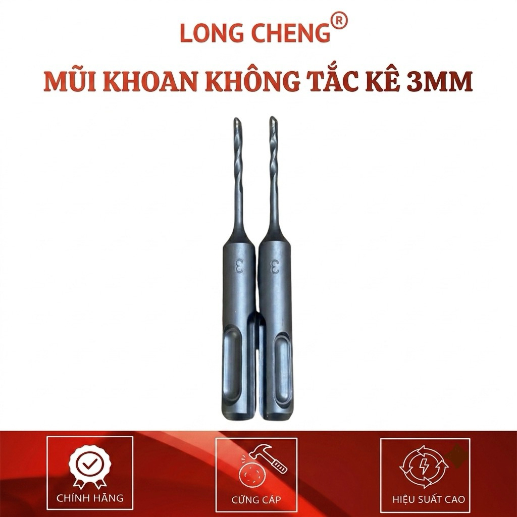 MŨi Khoan Không Tắc Kê LONG CHENG 3mm Loại Cao Cấp Siêu Cứng
