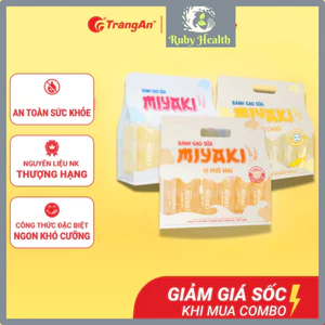 Combo 4 Gói Bánh Gạo Sữa Miyaki Tràng An không chiên rán an toàn thơm ngon dinh dưỡng - túi 26 gói (240g) (Sỉ)