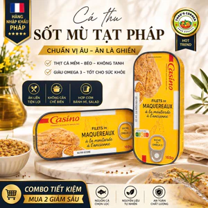 Cá Thu Sốt Mù Tạt CASINO Pháp 169g – Cá Fillet Nguyên Miếng, Đồ Hộp Cao Cấp, Ăn với Cơm nóng - Trộn Salad