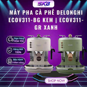 Máy pha cà phê Delonghi ECOV311-BG Kem | ECOV311-GR Xanh - Lực bơm 15 bar - Bảo Hành 12 Tháng