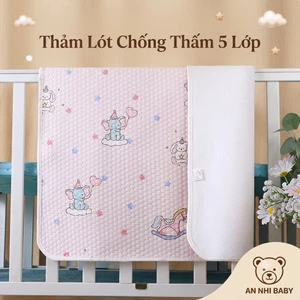 Lót Chống Thấm Cho Bé 50x70 Cotton 5 Lớp Không Gây Bí Lưng ( Hàng QCCC loại 1)