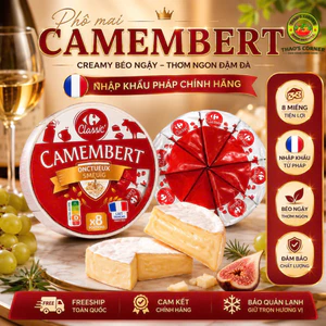 Phô Mai Camembert Pháp 8 Miếng | Phô Mai Béo Mịn Tan Chảy | Cheese Nhập Khẩu | Ăn Liền - Hậu vị thơm - Béo mịn Làm Bánh
