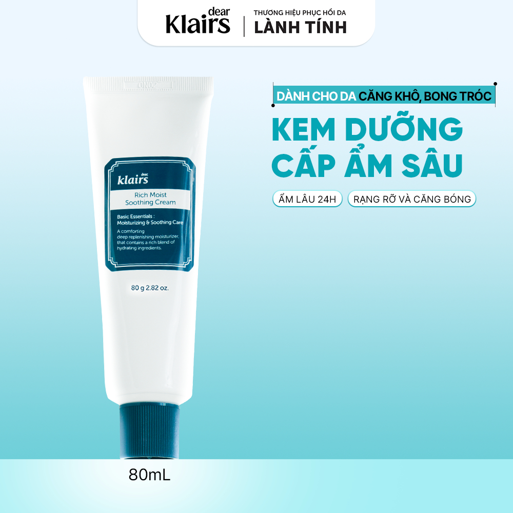 [ĐQ] Kem dưỡng Dear, Klairs Rich Moist Soothing Cream hỗ trợ cấp ẩm và làm dịu 80g