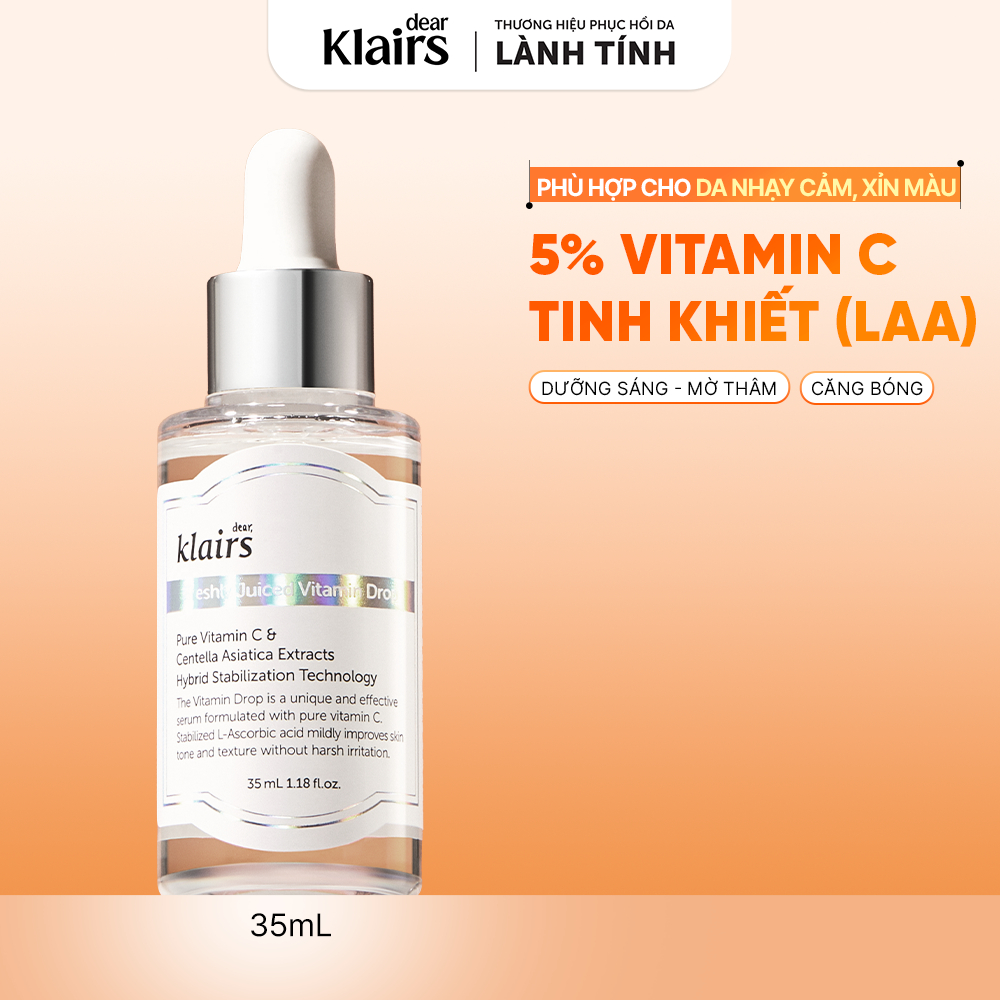 [ĐQ] Tinh chất Dear, Klairs Freshly Juiced Vitamin Drop Serum hỗ trợ sáng da mờ thâm 35ml