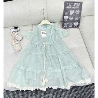 Váy bé gái, đầm công chúa dáng dài bé gái (30-45kg) voan tơ trễ vai phối ren sang chảnh XUKA - M11
