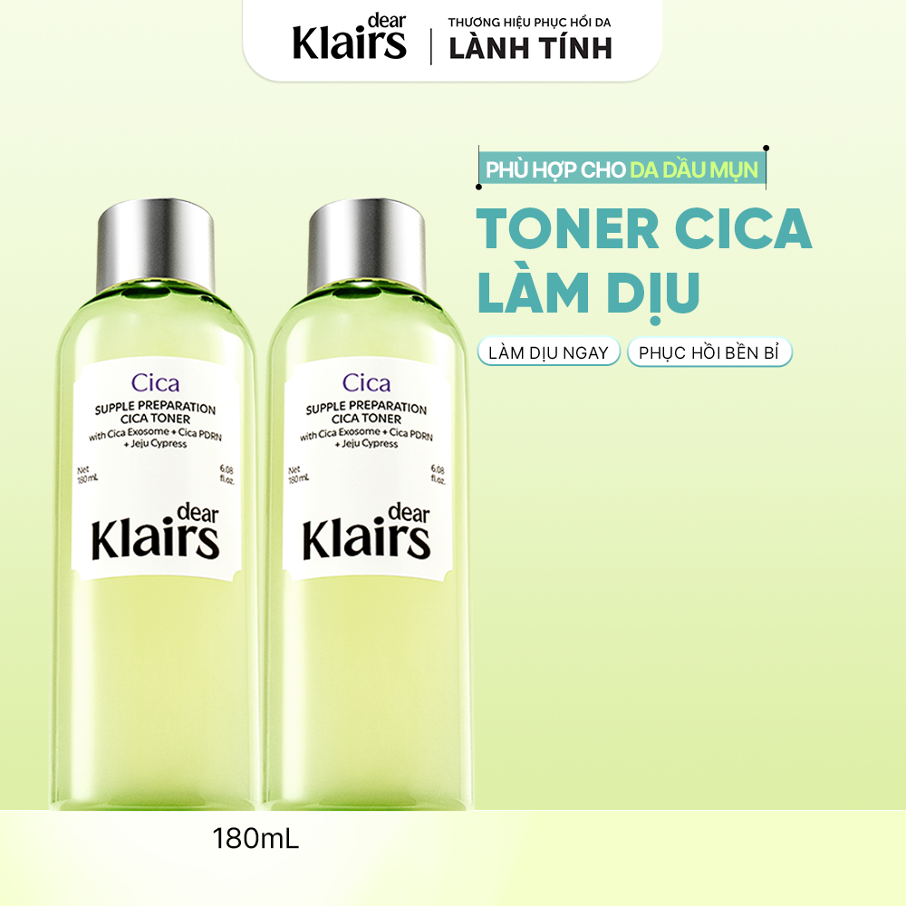 [Hannah Olala] Combo 2 Nước hoa hồng Dear, Klairs Supple Preparation Toner Cấp Ẩm Dưỡng Sáng Lành Tính Cho Mọi Loại Da