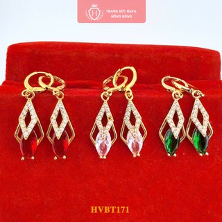 Bông Tai Nữ Đính Đá Lấp Lánh Xi Mạ Vàng 24K Thép Cao Cấp Không Gỉ - Trang Sức Hava - HVBT171
