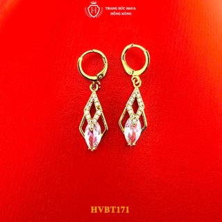 Bông Tai Nữ Đính Đá Lấp Lánh Xi Mạ Vàng 24K Thép Cao Cấp Không Gỉ - Trang Sức Hava - HVBT171